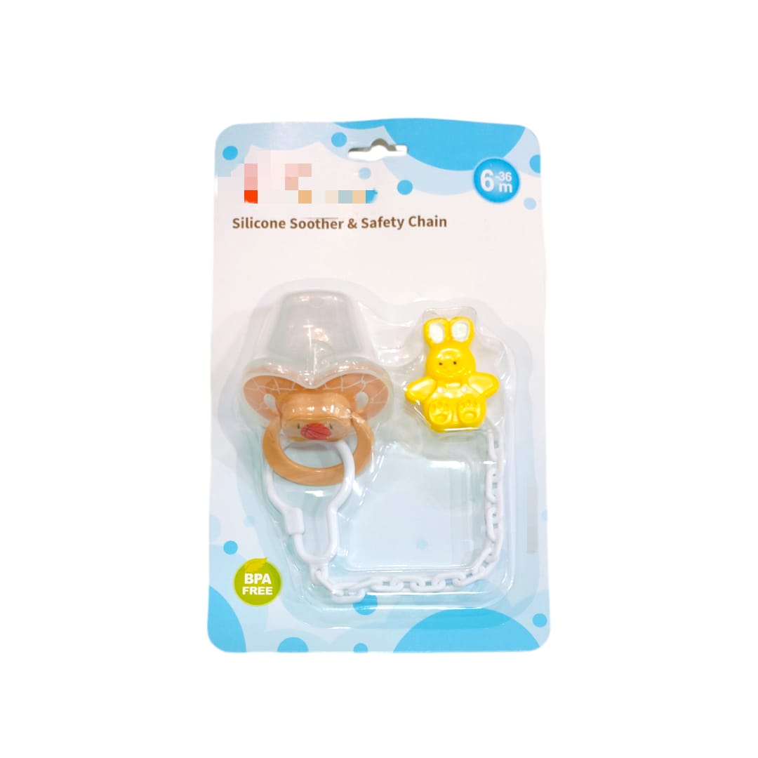 Baby Soother with Safety Chain - Yellow