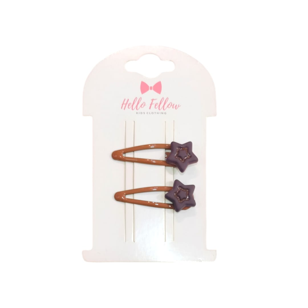 Girl's Hair Clip -Dark Brown Star