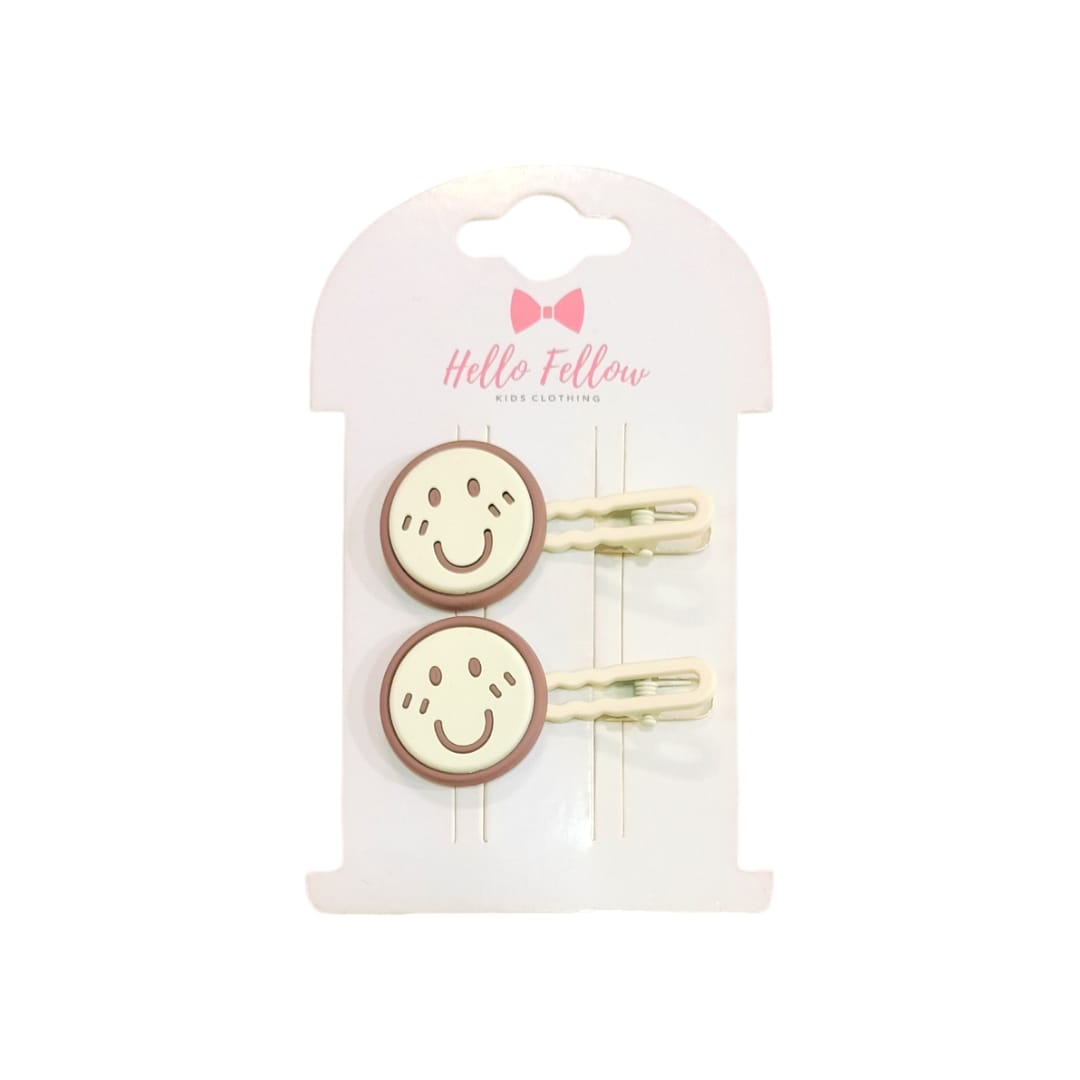 Girl's Hair Clip - Cream Smiley