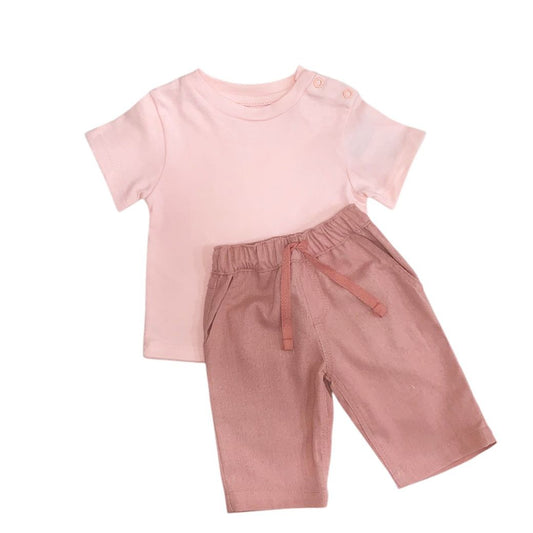 Peach Pant With Light Pink T - Shirt