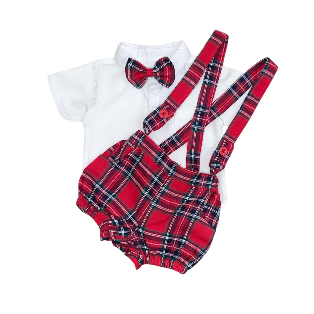 Dungaree with White Shirt & Bow
