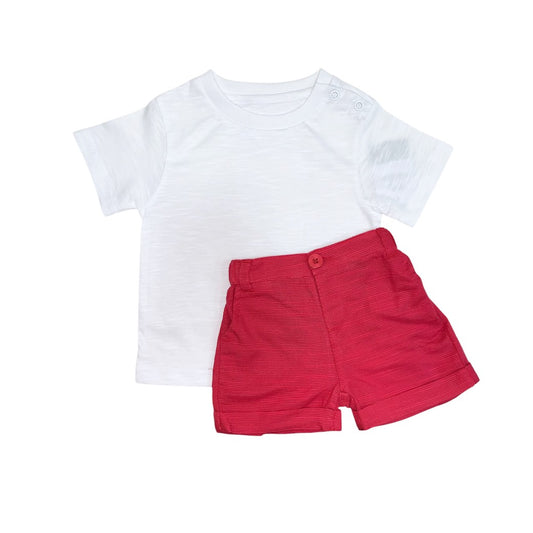 White T - Shirt with Red Short