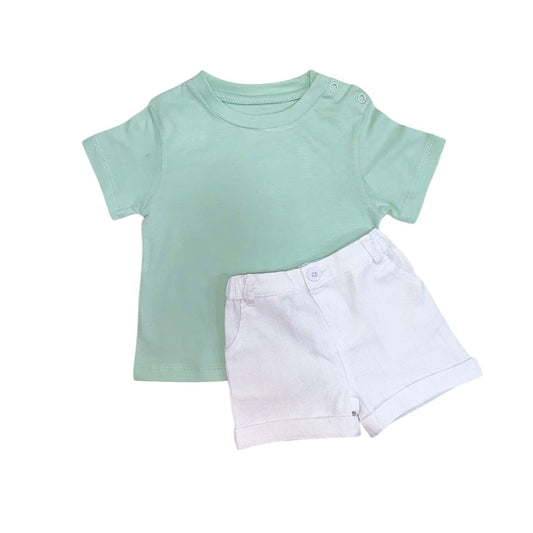 Pastel Green T - Shirt with White Short