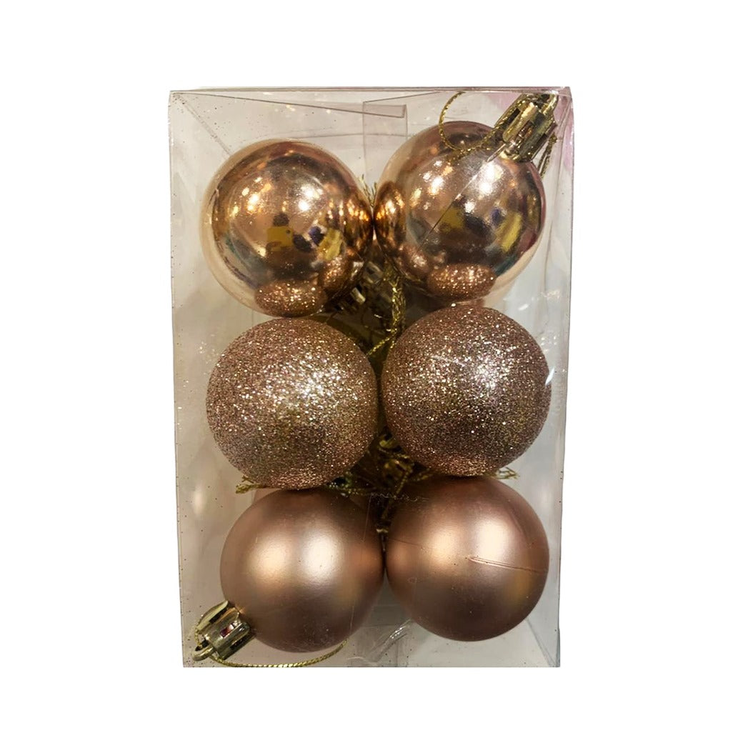 Pink Christmas Balls - 6 pcs