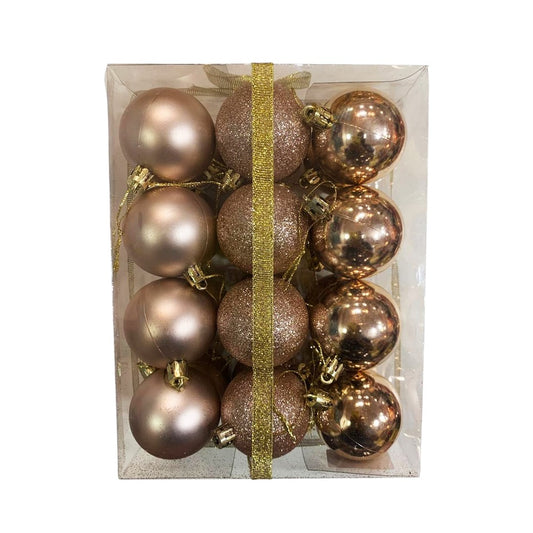 Pink Christmas Balls - 24 pcs