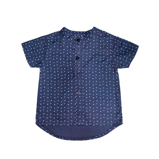 Boy's Chinese Collar Shirt - Star Print