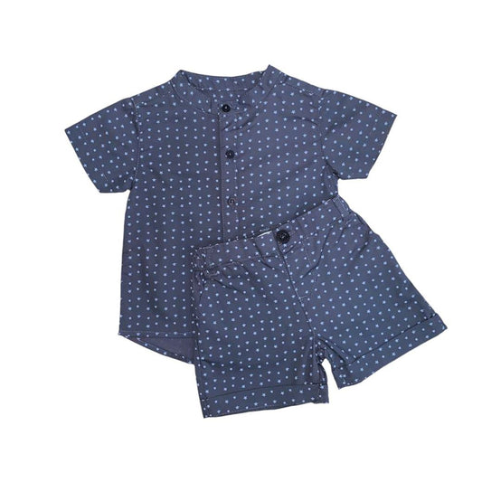 Boy's Chinese Collar Shirt with Short - Star Print Set