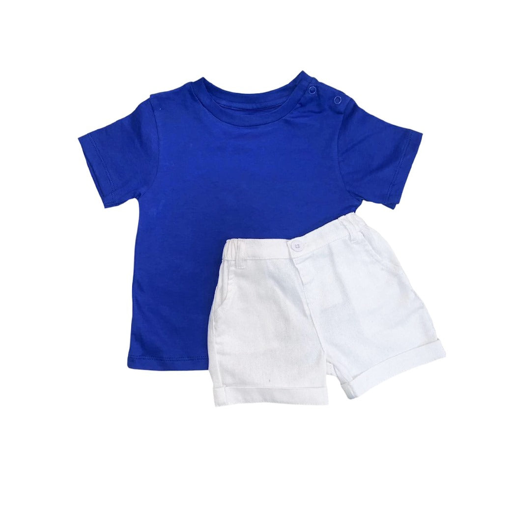 Royal Blue T - Shirt with White Short