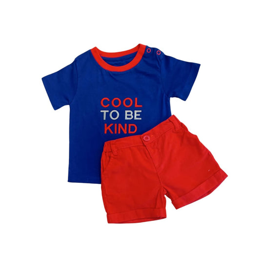 Dark Blue "Cool to be Kind" T Shirt with Red Short