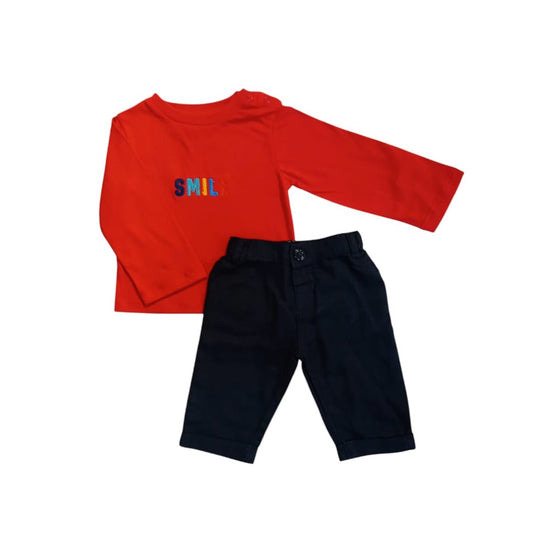 Red Long Sleeve T - Shirt with Black Pant