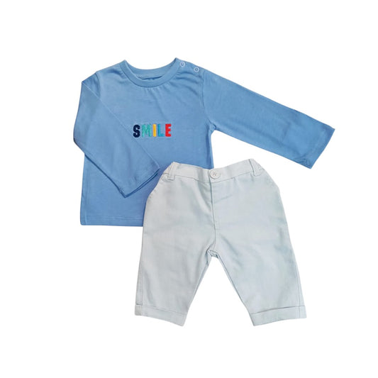 Light Blue Long Sleeve T - Shirt with Sky Blue Pant