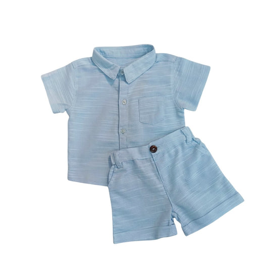 Sky Blue Shirt with Short Set