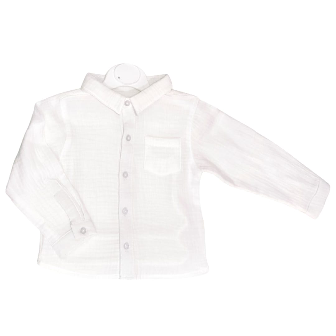 Boys Muslin Long Sleeve Shirt - White