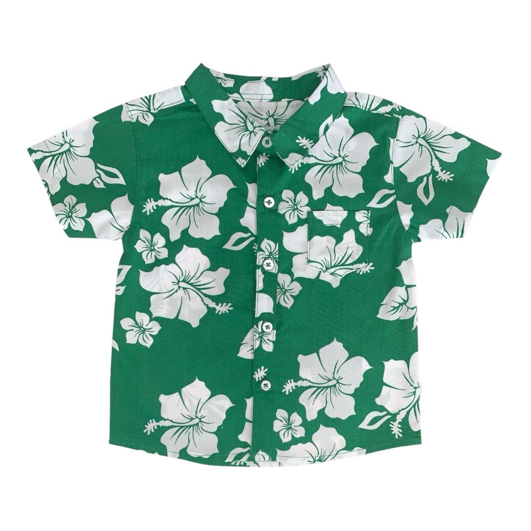 Boy's Green Floral Shirt