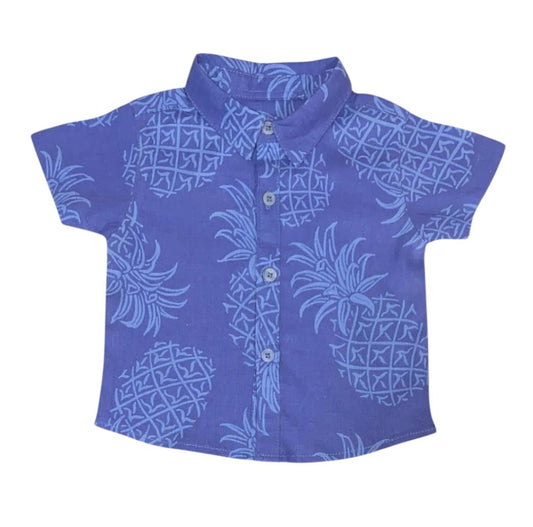 Boy's Blue Pineapple Print Shirt