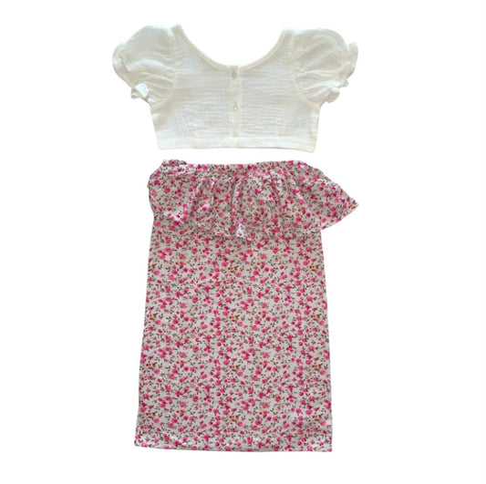 Girl's Avrudu Redda Hatta - Pink Floral Theme