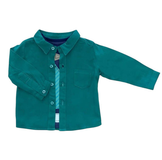 Boat Print T - Shirt with Aqua Green Shirt