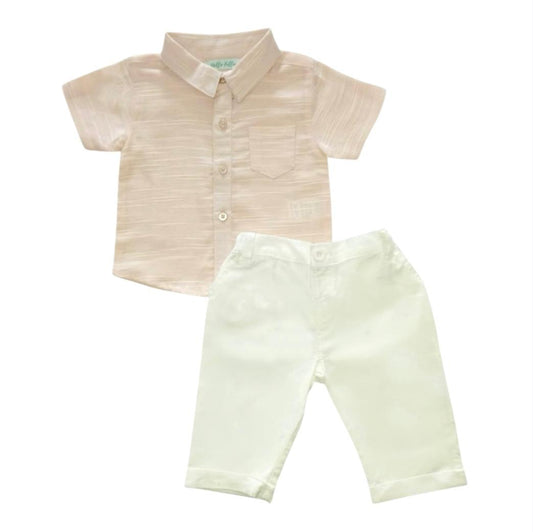 Light Orange Shirt with White Pant