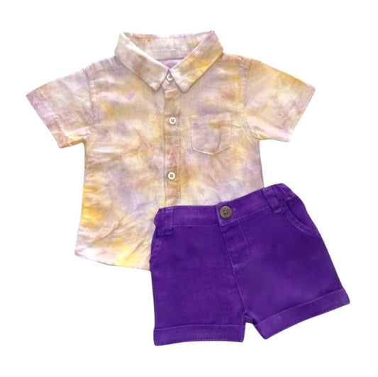 Batik Shirt with Short - Purple