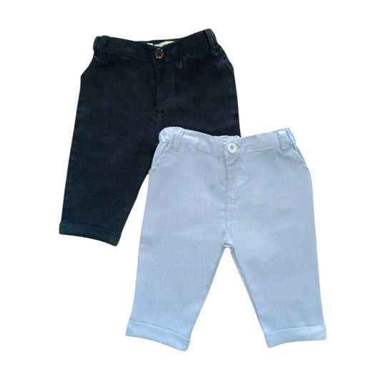 Linen Pant Set - Dark Blue & Sky Blue