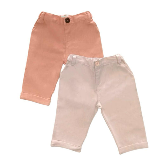 Linen Pant Set - Pastel Orange & Pink Bliss