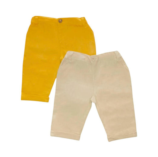 Linen Pant Set - Mustard Yellow & Beige