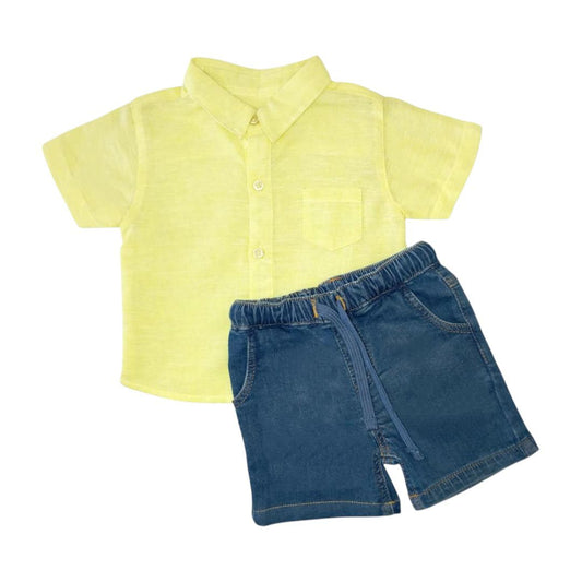 Boy's Yellow Shirt with Denim Short