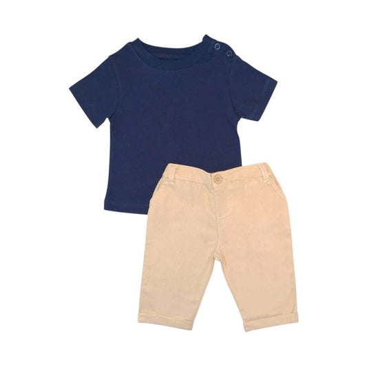Dark Blue T - Shirt & Beige Pant