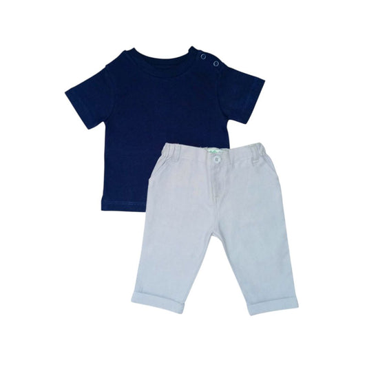 Dark Blue T Shirt with Light Ash Pant