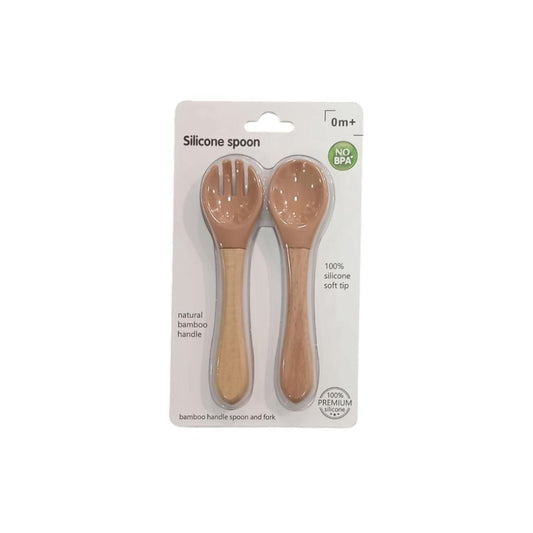Bamboo Handle Spoon & Fork - Brown