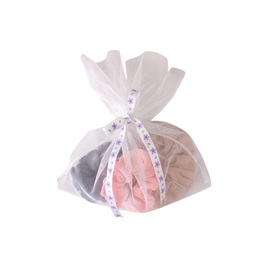 Scrunchies 3pcs Set - Pink, Ash & Blue