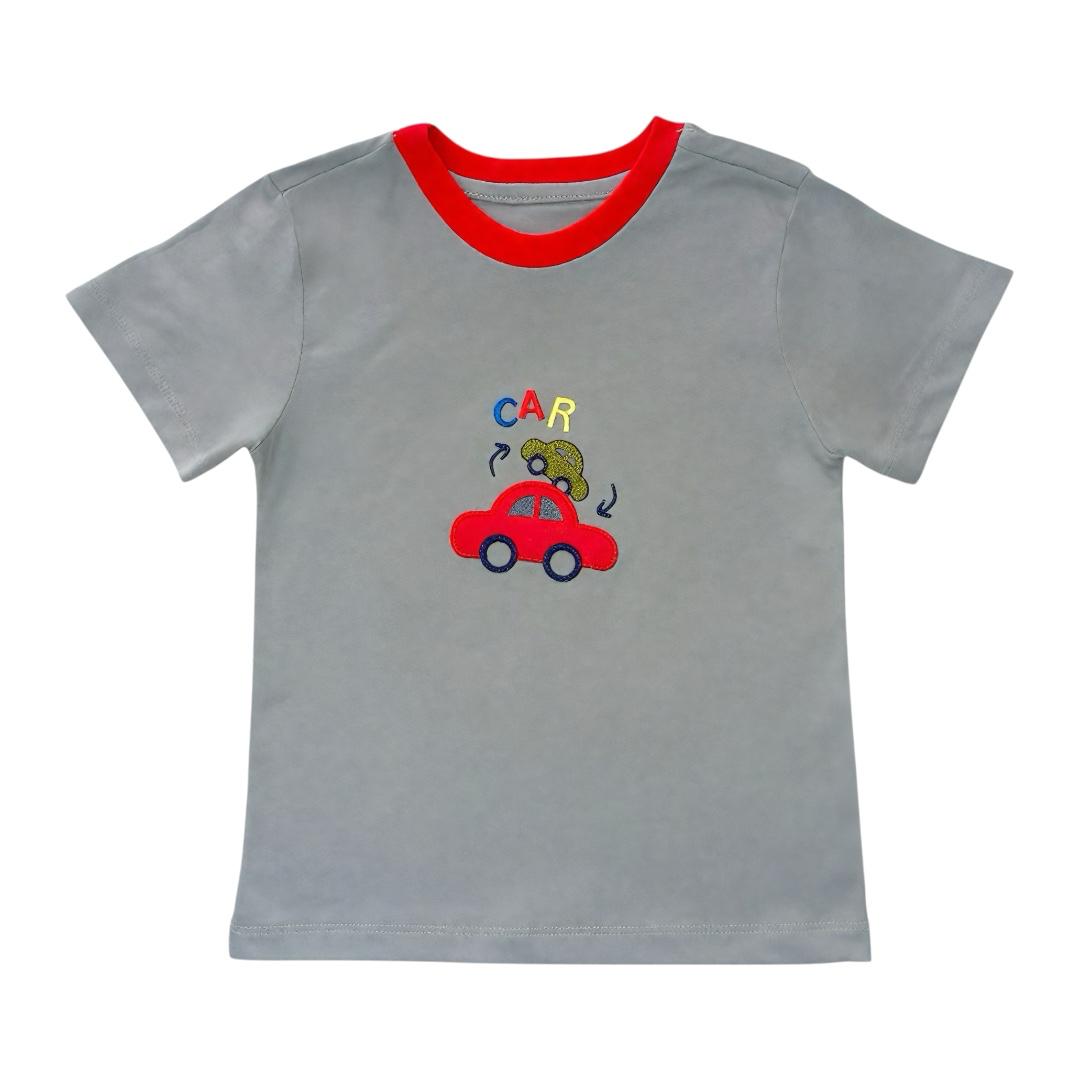 "CAR" embroidered T Shirt - Gray