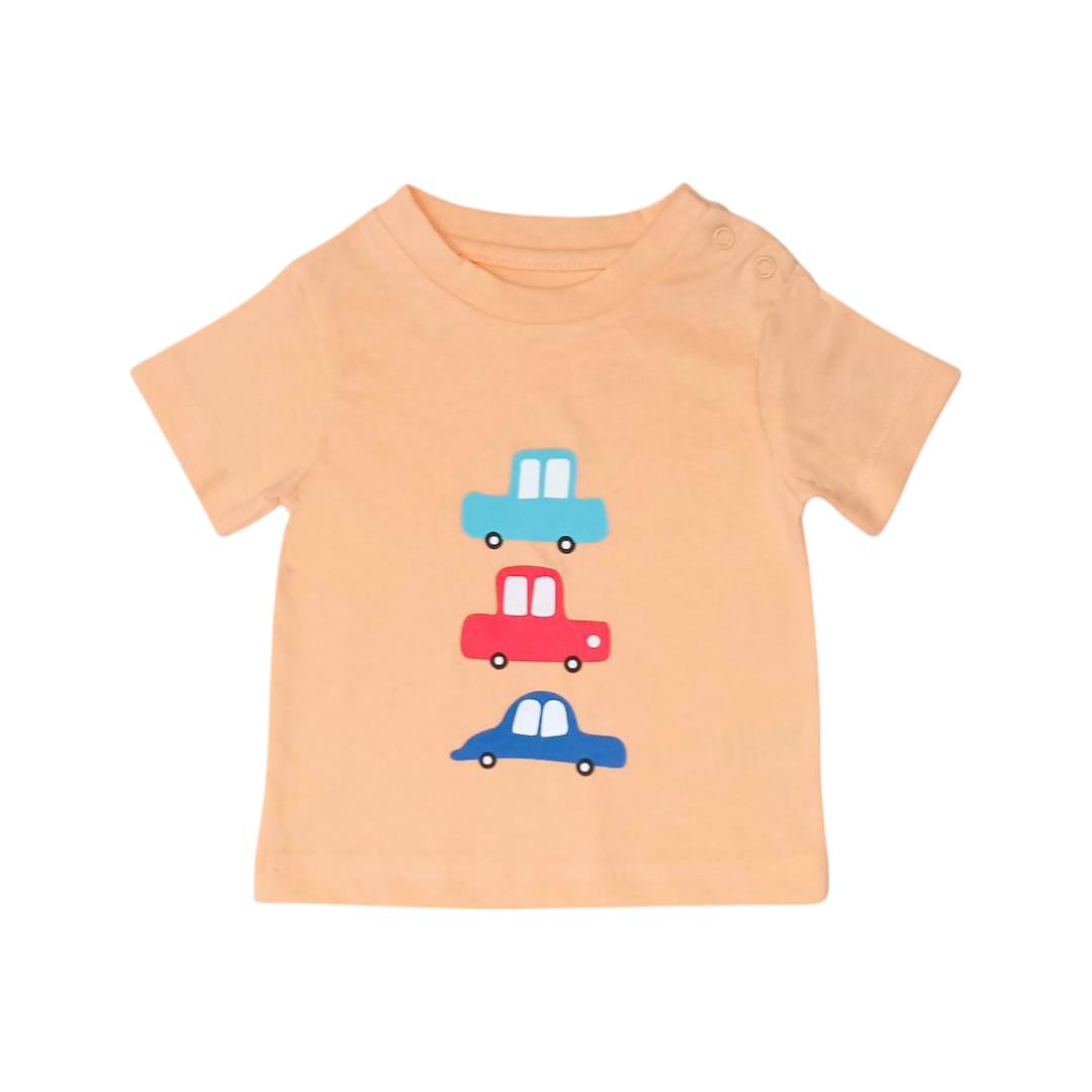Car Print T Shirt - Orange