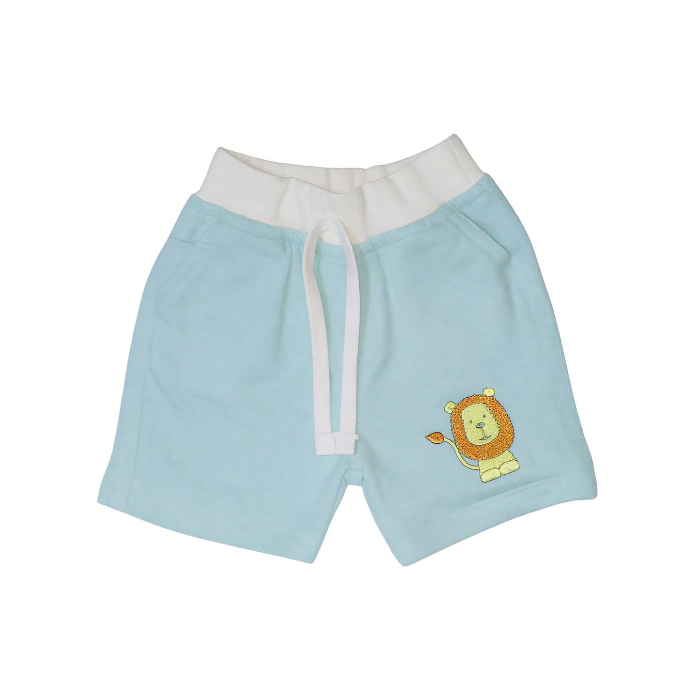 Lion Embroidered Short - Blue