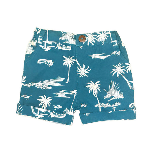 Boy's Beach Print Short - Blue