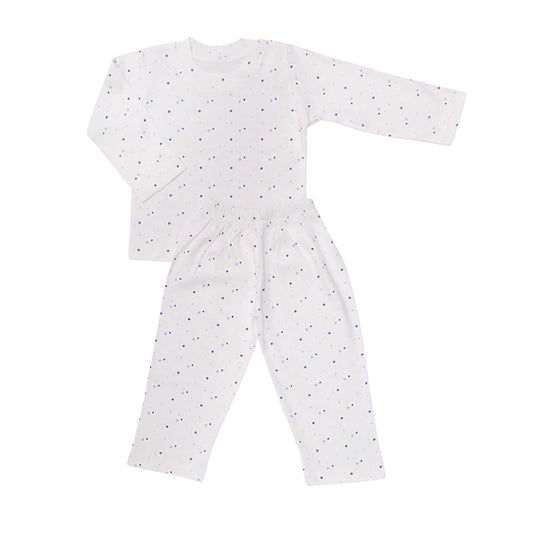 2pcs  White Pajama Set - Dot Print