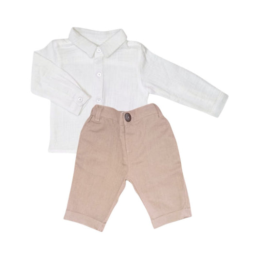 Boy's Formal Outfit - Pant with White Long Sleeve Shirt