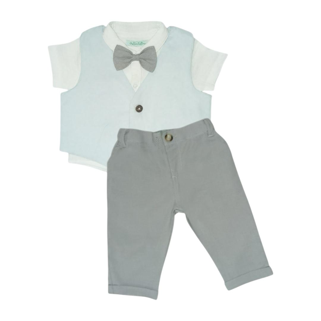 Boy's Partywear Kit - White, Gray & Sky Blue