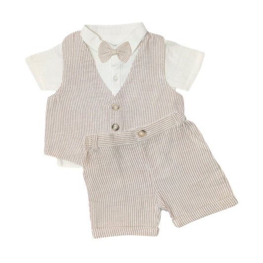 Boy's Vintage Outfit - Beige Stripe