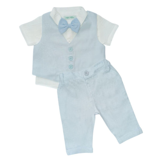 Boy's Classic Suit Set - White & Light Blue