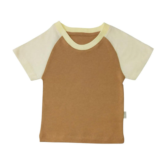 Raglan T Shirt - Brown & Cream