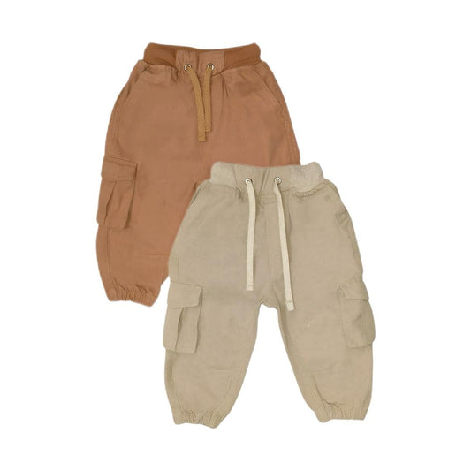 Boy's Cargo Jogger Pants - Brown & Beige