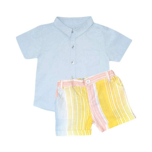 Cool Blue Shirt with Colorful Short