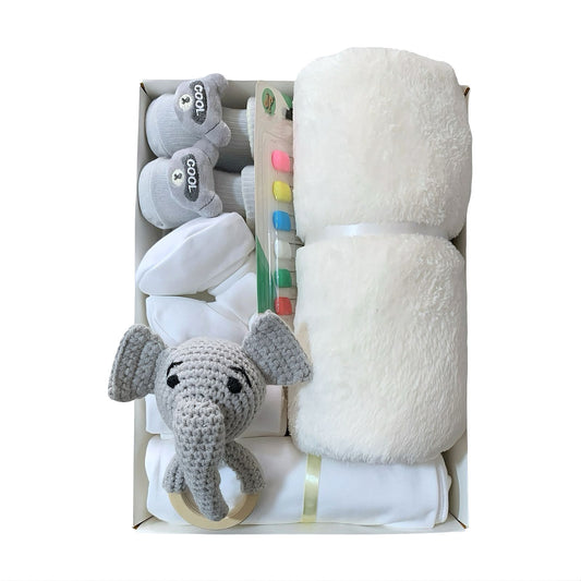 Newborn Baby Gift Box 12pcs - White & Ash