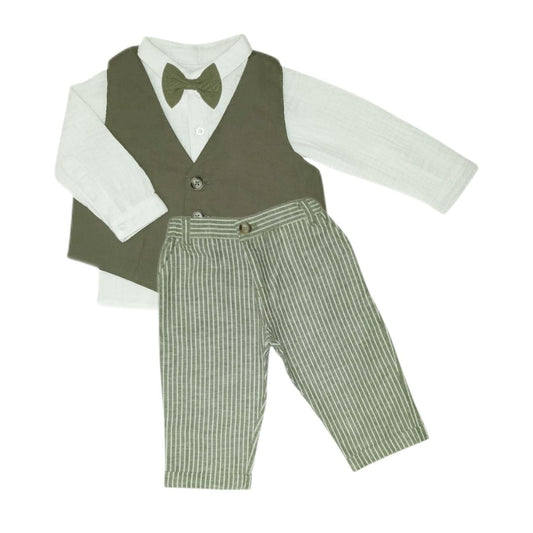 Boy's Formal Outfit -Green & White