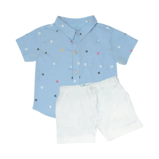 Tiny Letters Printed Shirt with Short