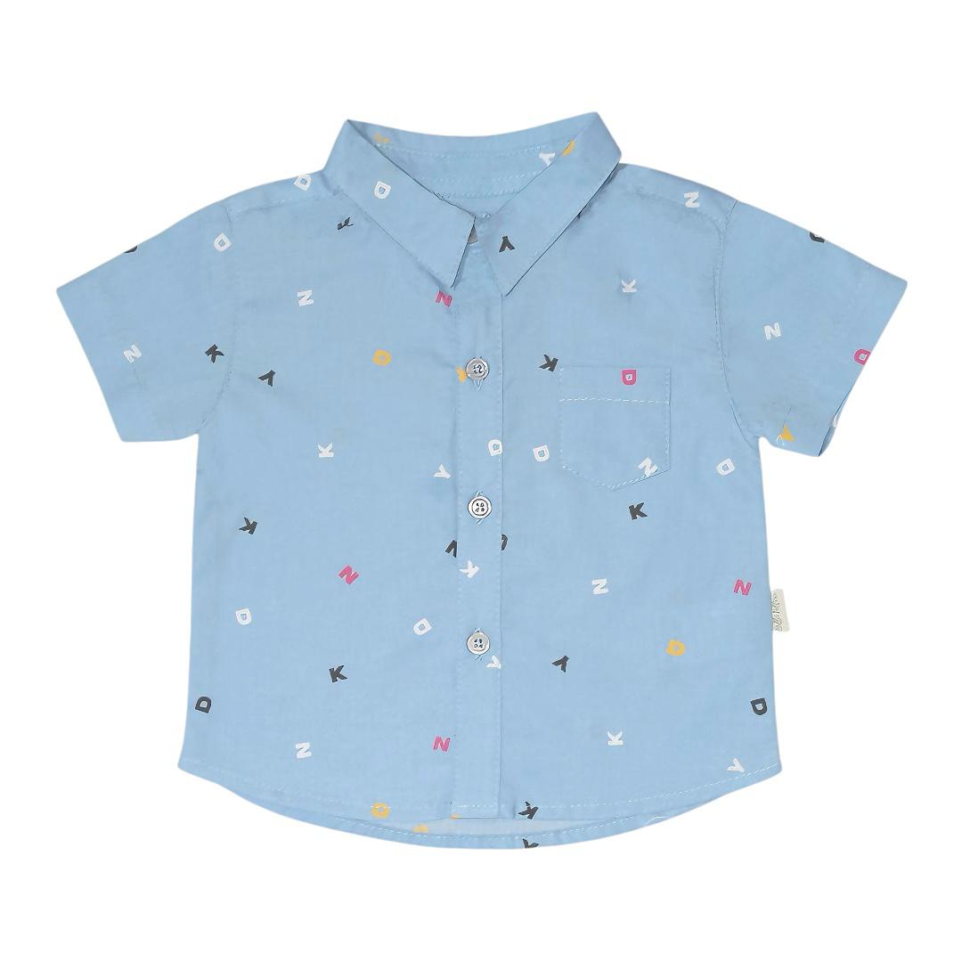 Tiny Letters Printed Shirt - Blue