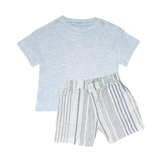 Light Blue T Shirt with Stripe Short