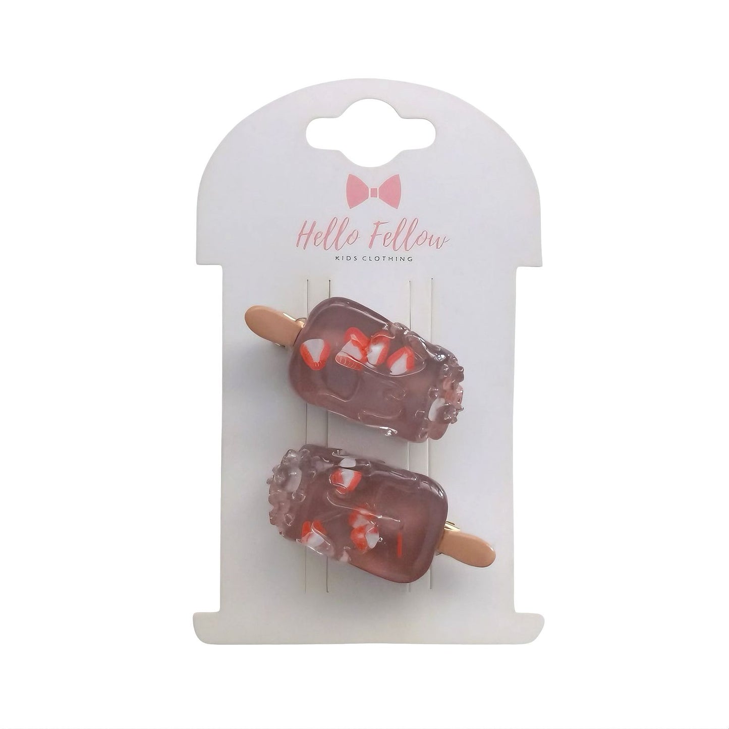 Ice - cream shape hair clip 2pcs - Brown