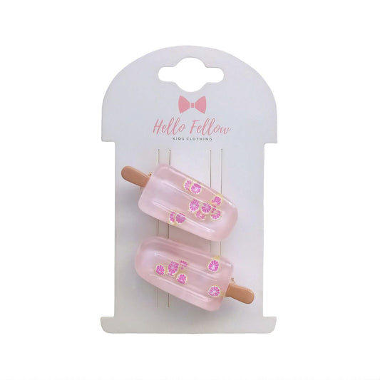 Ice - cream shape hair clip 2pcs - Pink